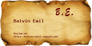 Balvin Emil névjegykártya